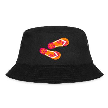 Slippers Hibiscus Flip Flops Summer Holiday Fun - Bucket Hat - black - Front - Lela (165cm)