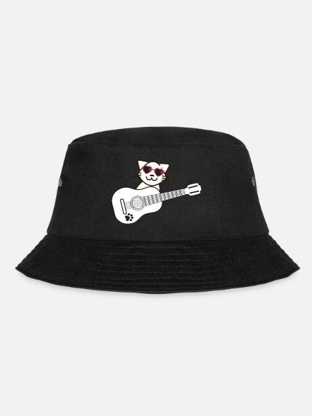 Cool Eiter Kitty Cat Gitarre - Cat Musician - Bucket Hat - Schwarz