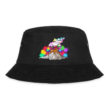 Vulkan Lava Eruption Motiv Geschenkidee - Bucket Hat - Schwarz - Vorne - Lela (165cm)