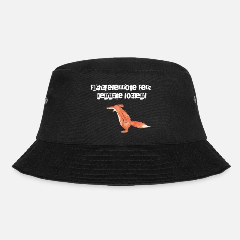Fuchsfeierrote Ferz... weiße Schrift - Bucket Hat - Schwarz