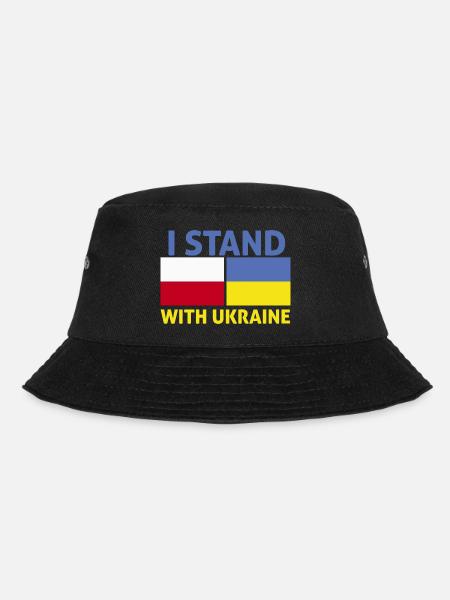 poland Stand With Ukrain I Stand With Ukraine - Bucket Hat - black