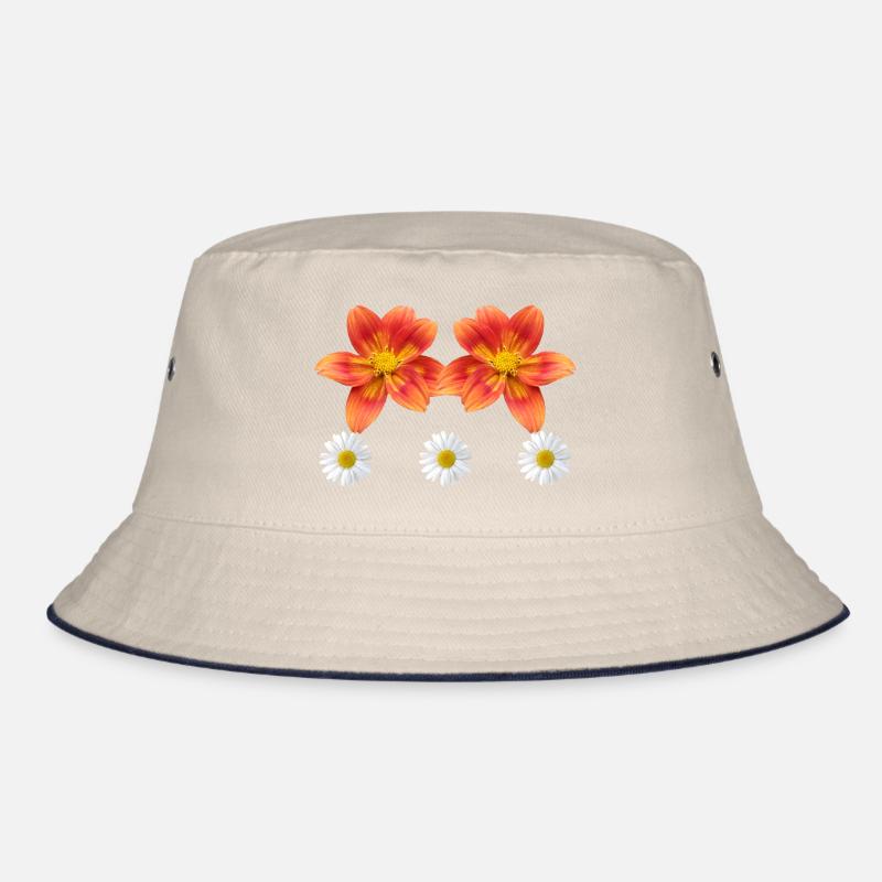 orange Blume mit Margeriten Blüte Gänseblümchen Bucket Hat
