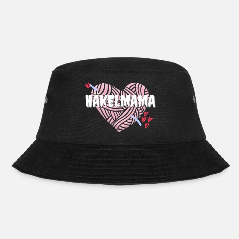 Häkelmama! Häkeln Mutter rosa Herz rot pink Mama - Bucket Hat - Schwarz