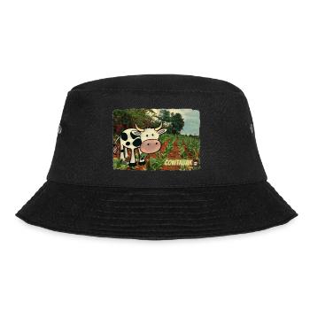 Cowtabak vs Kautabak - kauende Kuh auf einem Feld. - Bucket Hat - Schwarz - Vorne - Lela (165cm)