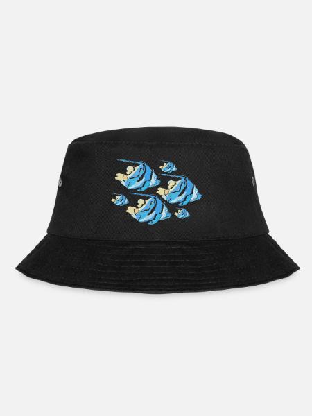 Blaue Fische - Bucket Hat - Schwarz