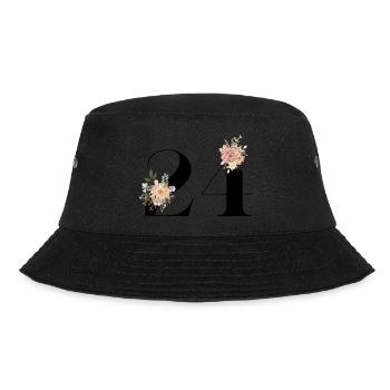 Blumen zum 24-jährigen Jubiläum (Geschenk von 24 Jahren) - Bucket Hat - Schwarz - Vorne - Lela (165cm)