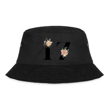 Blumen zum 47-jährigen Jubiläum (Geschenk von 47 Jahren) - Bucket Hat - Schwarz - Vorne - Lela (165cm)