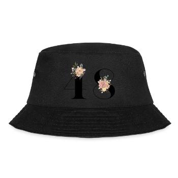 Blumen zum 48-jährigen Jubiläum (Geschenk von 48 Jahren) - Bucket Hat - Schwarz - Vorne - Lela (165cm)