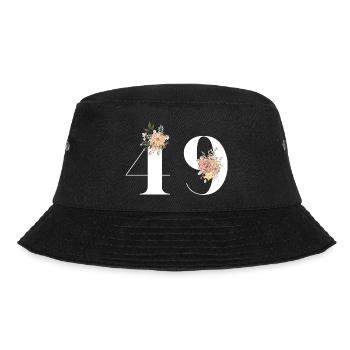 Blumen zum 49-jährigen Jubiläum (Geschenk von 49 Jahren) - Bucket Hat - Schwarz - Vorne - Lela (165cm)