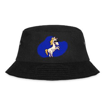 Cartoon Einhorn - Bucket Hat - Schwarz - Vorne - Lela (165cm)