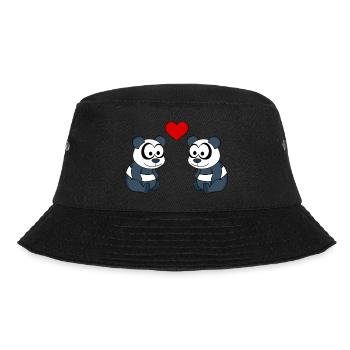 Panda Comic Paar Liebe - Bucket Hat - Schwarz - Vorne - Lela (165cm)