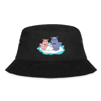 hippo hippo polar bear north pole cold winter snow - Bucket Hat - black - Front - Lela (165cm)