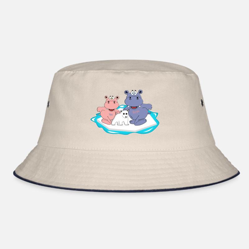 hippo hippo polar bear north pole cold winter snow Bucket Hat