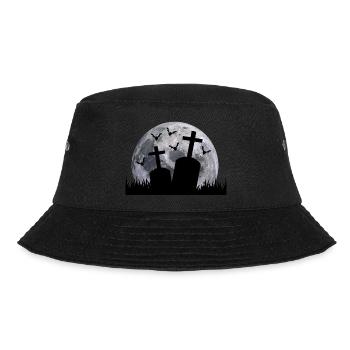 Happy Helloween Grabstein Fledermaus Mond - Bucket Hat - Schwarz - Vorne - Lela (165cm)