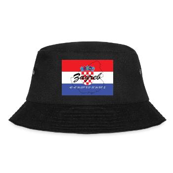 Zagreb - Hauptstadt mit GPS & Flagge - Bucket Hat - Schwarz - Vorne - Lela (165cm)