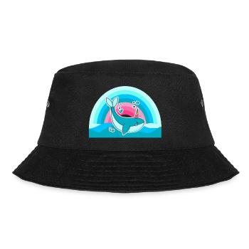 Kidcore Regenbogen Wal Einhorn Wellen Geschenk - Bucket Hat - Schwarz - Vorne - Lela (165cm)