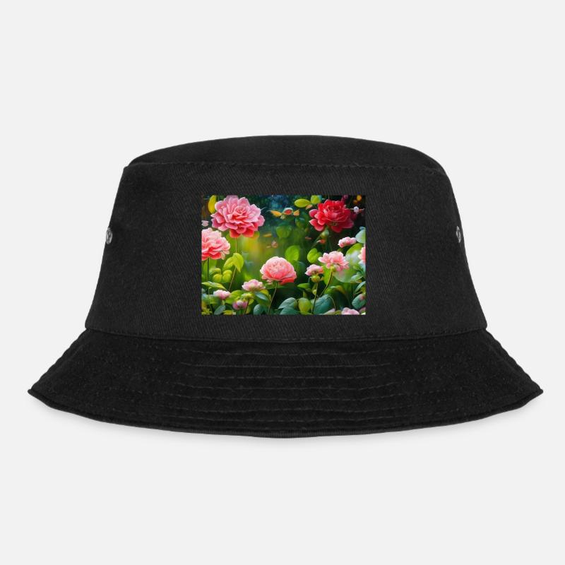 Blooming Roses Blossoms - Bucket Hat - black