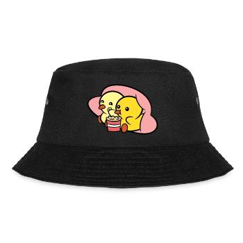 Duckie and Duck eating popcorn - Bucket Hat - black - Front - Lela (165cm)
