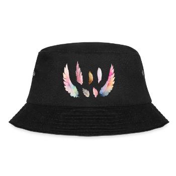 Farbiges Aquarellgefieder - Bucket Hat - Schwarz - Vorne - Lela (165cm)