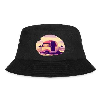 Wohnwagen Geschenk Camp Camping Zelten Wohnmobil - Bucket Hat - Schwarz - Vorne - Lela (165cm)