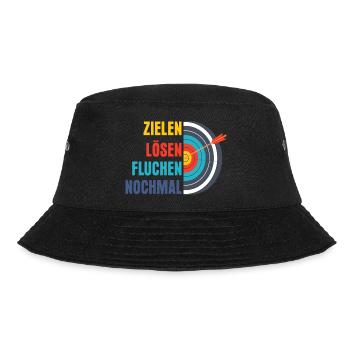 Zielen Lösen Fluchen Nochmal Jagd Bogenschütze - Bucket Hat - Schwarz - Vorne - Lela (165cm)