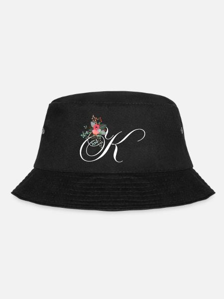 Buchstabe k geblüht - Bucket Hat - Schwarz