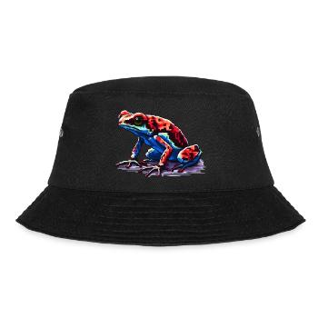 Bunter Pfeilgiftfrosch in 8 Bit Pixel Look - Bucket Hat - Schwarz - Vorne - Lela (165cm)