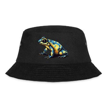 Farbenfroher Retro Pixel Pfeilgiftfrosch in 8 Bit - Bucket Hat - Schwarz - Vorne - Lela (165cm)