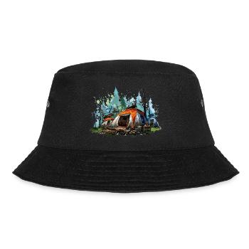 Camping atmosphere. A retro adventure. - Bucket Hat - black - Front - Lela (165cm)