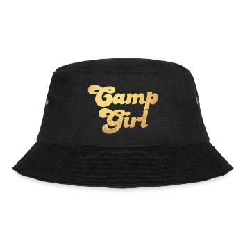 Camp Girl Gold Camping Handwriting Cool Luxury Fan - Bucket Hat - black - Front - Lela (165cm)