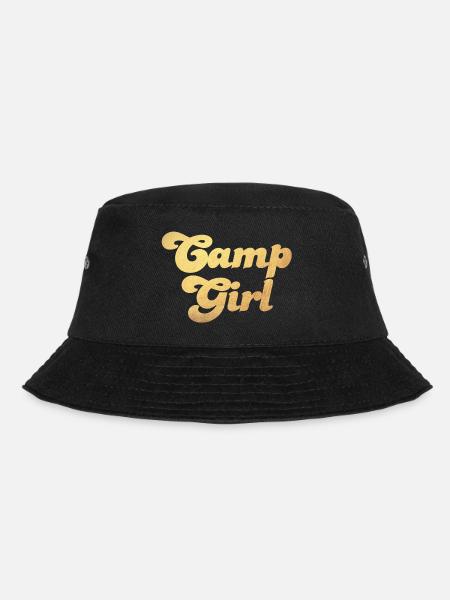 Camp Girl Gold Camping Handschrift cool Luxus Fan - Bucket Hat - Schwarz
