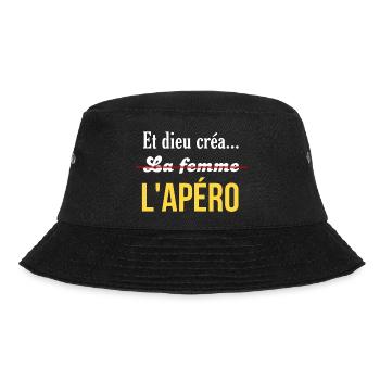 Et Dieu créa l'Apéro - Humour Apéritif été drole - Bob - noir - Devant - Lela (165cm)