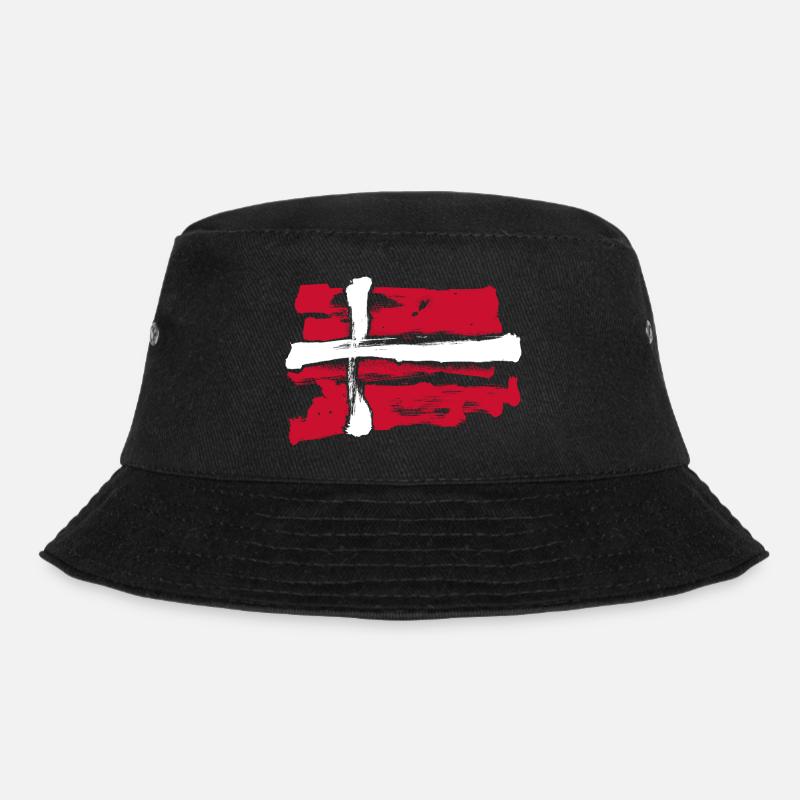 Dänemark Flagge / Pinsel Striche - Bucket Hat - Schwarz