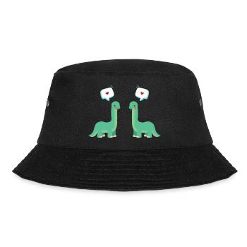 Dino couple: Dinosaur couple in love - Bucket Hat - black - Front - Lela (165cm)
