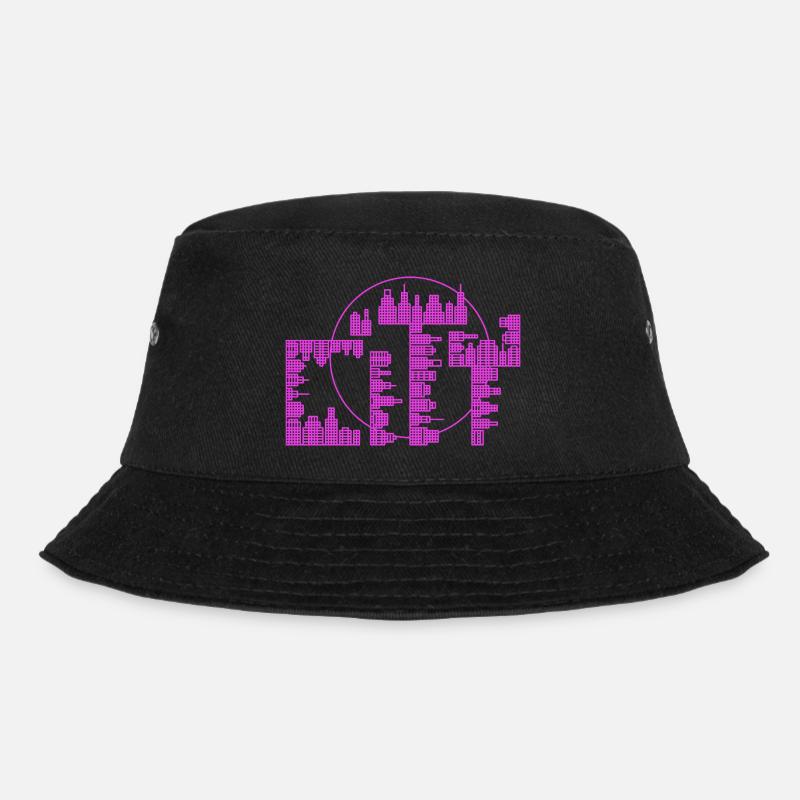 Skyline, Stadt - lila Version - Bucket Hat - Schwarz