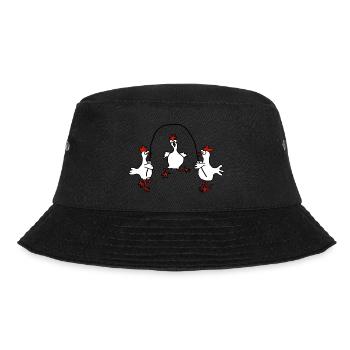 Seilspringende Hühner - Bucket Hat - Schwarz - Vorne - Lela (165cm)