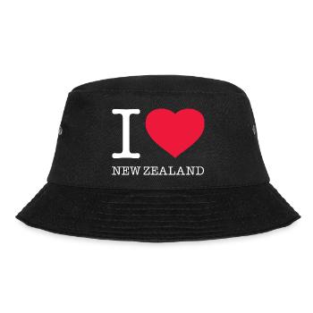 I LOVE NEW ZEALAND Neuseeland - Bucket Hat - black - Front - Lela (165cm)