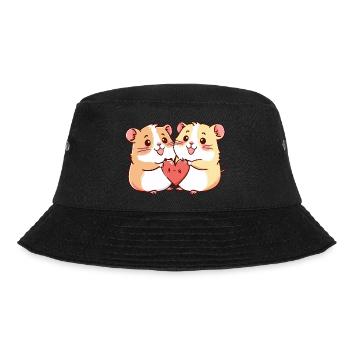 Hamster Paar Verliebt Tier Valentinstag - Bucket Hat - Schwarz - Vorne - Lela (165cm)