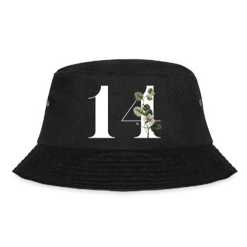 Number 14 Floral Green -14th Birthday Floral - Bucket Hat - black - Front - Lela (165cm)