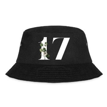 Number 17 Floral Green -17th Floral Birthday - Bucket Hat - black - Front - Lela (165cm)