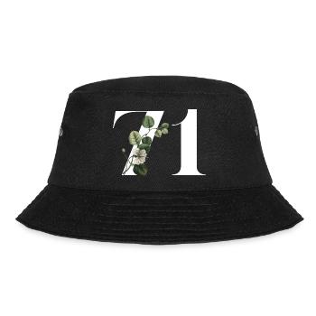 Nummer 71 Blumengrün - 71. Blumengeburtstag - Bucket Hat - Schwarz - Vorne - Lela (165cm)