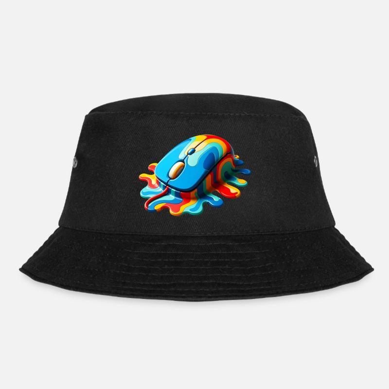 Schmelzende Regenbogen-Computermaus - Bucket Hat - Schwarz