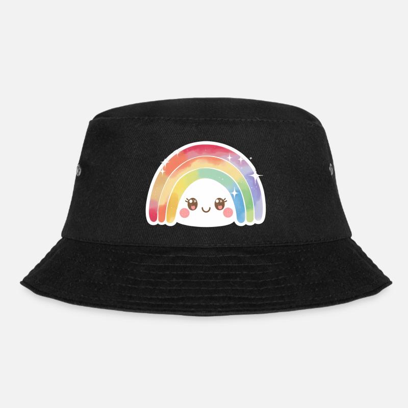 Kawaii Cute Rainbow - Bucket Hat - black