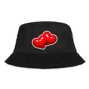Zwei rote Herzen zusammen vereint - Bucket Hat - Schwarz - Vorne - Lela (165cm)