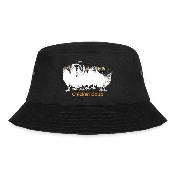 Chicken Coup - Weiße Hühner auf Schwarz - Bucket Hat - Schwarz - Vorne - Lela (165cm)