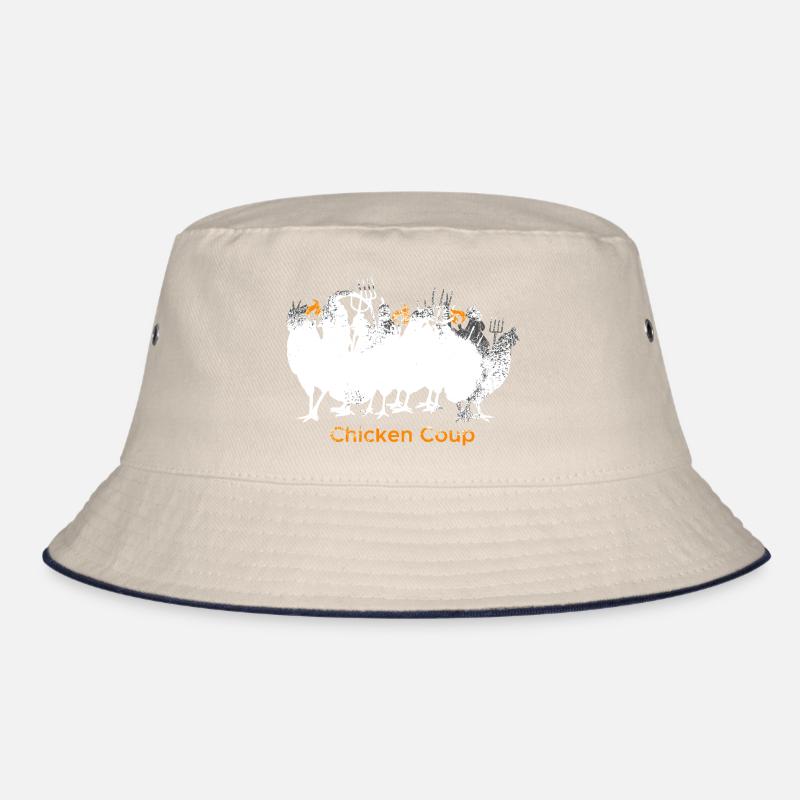 Chicken Coup - Weiße Hühner auf Grau Bucket Hat