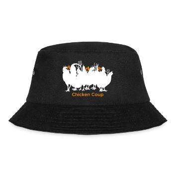 Chicken Coup - Weiße Hühner auf Schwarz - Bucket Hat - Schwarz - Vorne - Lela (165cm)