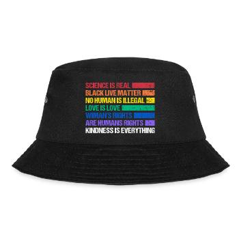 Rainbow Regenbogen Lesbe Pride LGBTQ - Bucket Hat - Schwarz - Vorne - Lela (165cm)
