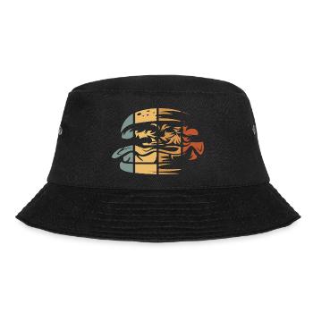 Vintage Burger – Retro Fast Food Design - Bucket Hat - Schwarz - Vorne - Lela (165cm)