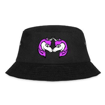 2 Unicorns Team Pair Horns Friends Welcome Cute - Bucket Hat - black - Front - Lela (165cm)
